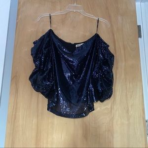 Blue sequin off-shoulder top